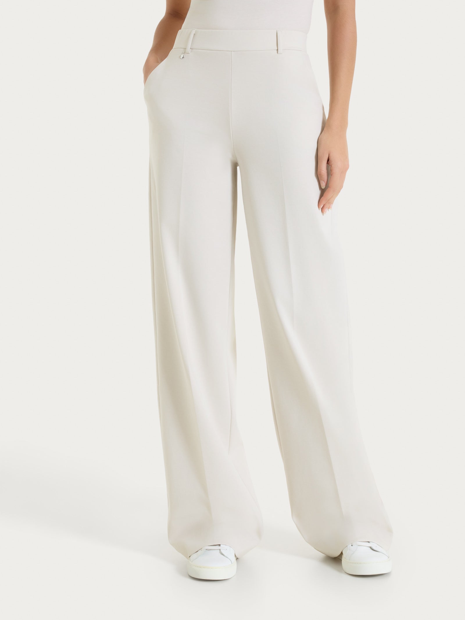 Pantalone a palazzo con tasche in Compact Light Bianchi Donna - Ragno