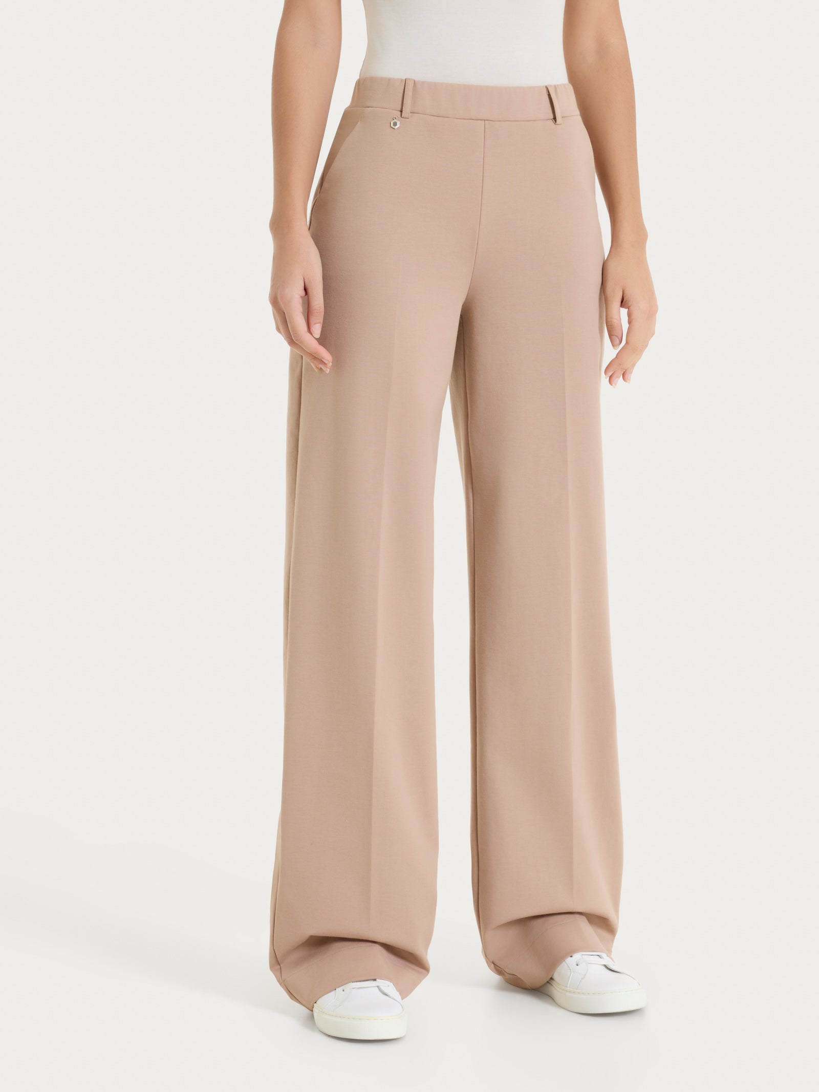 Pantalone a palazzo con tasche in Compact Light Marroni Donna - Ragno