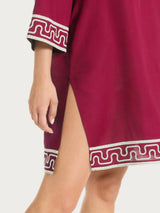 Abito corto con fantasia grafica in Mussola Slub Rossi Donna - Ragno