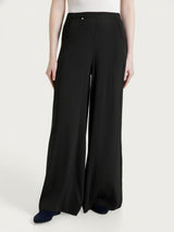 Voile Stretch Negro Pantalón palazzo de mujer con bolsillos - Ragno