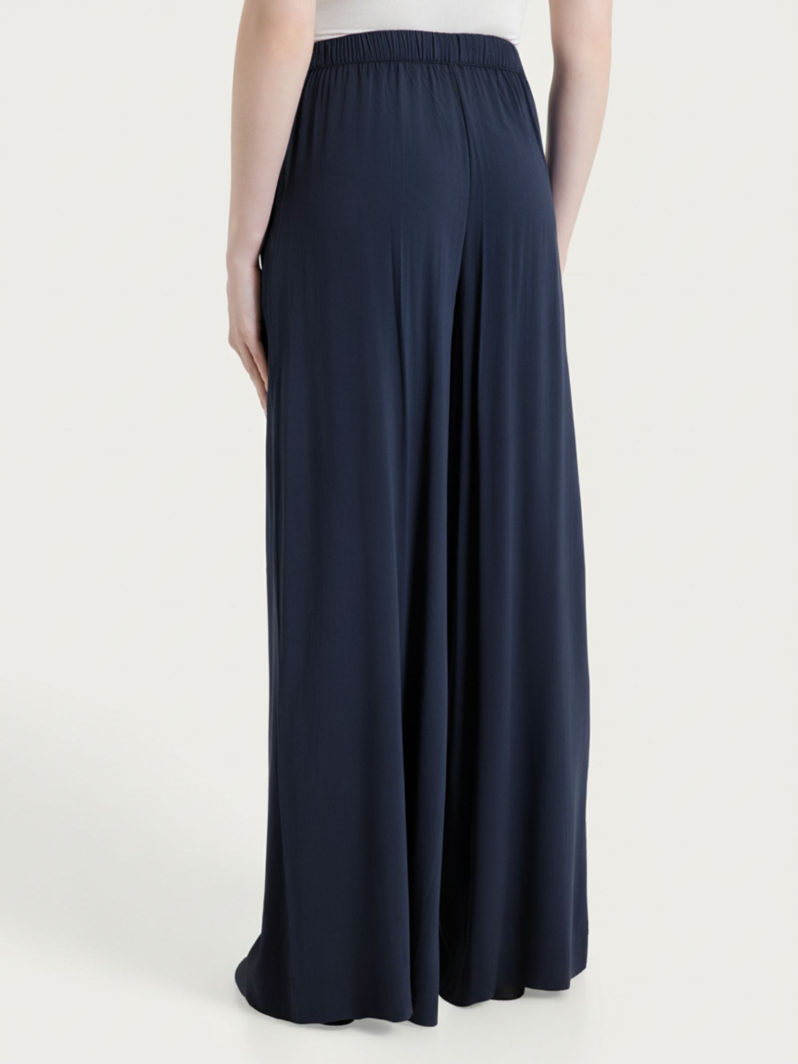 Palazzo pants with pockets in Voile Stretch Blue Women's Voile - Ragno
