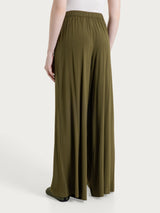 Pantalone a palazzo con tasche in Voile Stretch Verdi Donna - Ragno