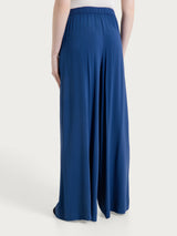 Pantalone a palazzo con tasche in Voile Stretch Blu Donna - Ragno