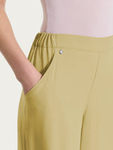 Pantalone a palazzo con tasche in Voile Stretch Verdi Donna - Ragno