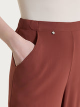Pantalone a palazzo con tasche in Voile Stretch Marroni Donna - Ragno
