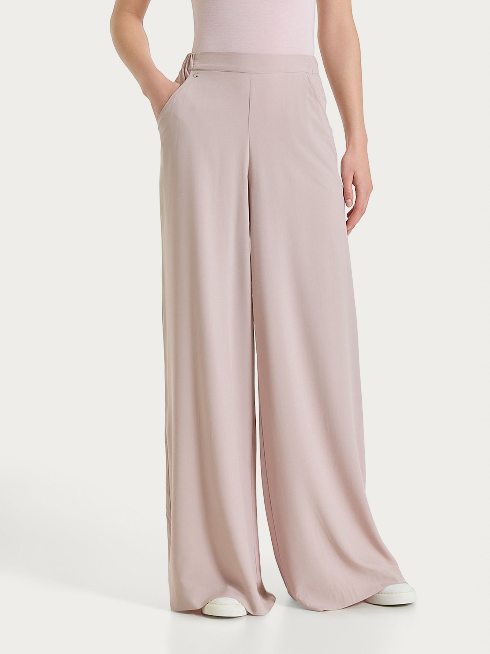 Pantalone a palazzo con tasche in Voile Stretch Rosa Donna - Ragno