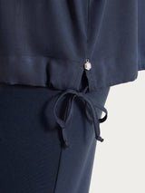 Blusa con scollo a V e manica risvoltabile in Voile Stretch Blu Donna - Ragno