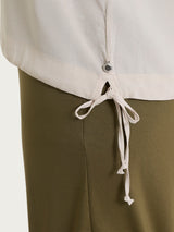 Blusa con scollo a V e manica risvoltabile in Voile Stretch Bianchi Donna - Ragno