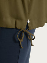 Green Women's Voile Stretch V-neck Blouse with Turn-Up Sleeve - Ragno