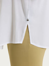 Blusa a serafino con manica risvoltabile in Voile Stretch Bianchi Donna - Ragno