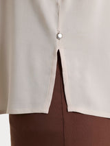 Blusa a serafino con manica risvoltabile in Voile Stretch Bianchi Donna - Ragno