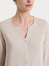 Blusa a serafino con manica risvoltabile in Voile Stretch Bianchi Donna - Ragno