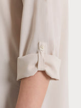 Blusa a serafino con manica risvoltabile in Voile Stretch Bianchi Donna - Ragno