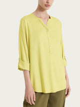 Blusa a serafino con manica risvoltabile in Voile Stretch Gialli Donna - Ragno