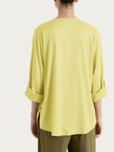 Blusa a serafino con manica risvoltabile in Voile Stretch Gialli Donna - Ragno