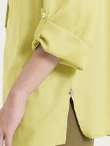 Blusa a serafino con manica risvoltabile in Voile Stretch Gialli Donna - Ragno