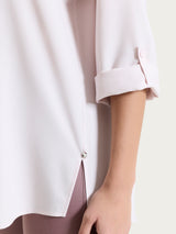 Blusa a serafino con manica risvoltabile in Voile Stretch Rosa Donna - Ragno