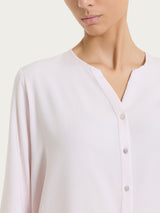 Blusa a serafino con manica risvoltabile in Voile Stretch Rosa Donna - Ragno