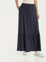 Gonna lunga a balze in Voile Stretch Blu Donna - Ragno