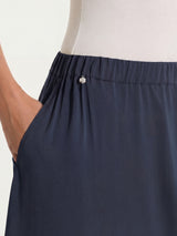 Gonna lunga a balze in Voile Stretch Blu Donna - Ragno