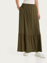 Gonna lunga a balze in Voile Stretch Verdi Donna - Ragno