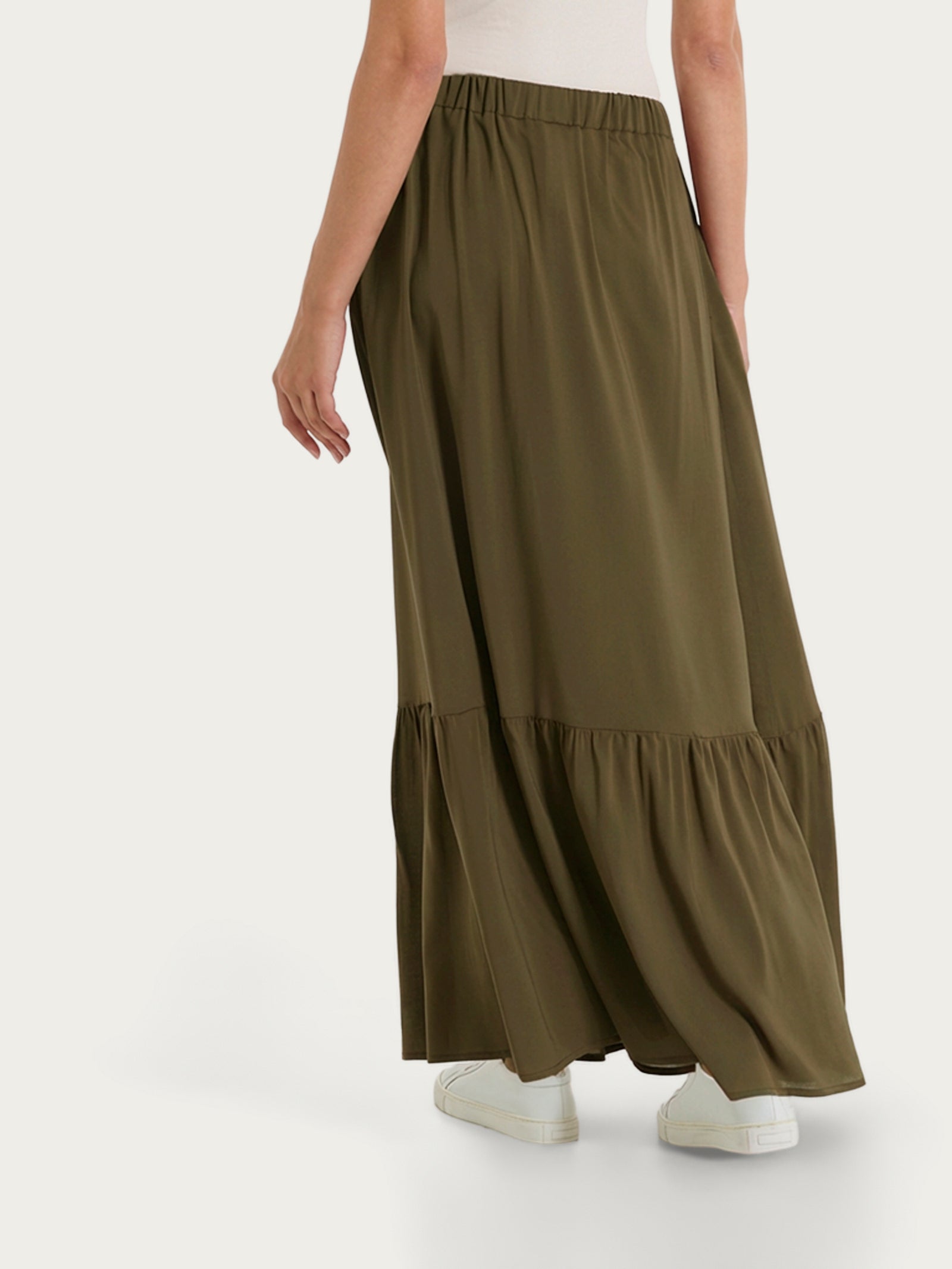 Gonna lunga a balze in Voile Stretch Verdi Donna - Ragno