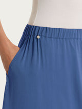 Gonna lunga a balze in Voile Stretch Blu Donna - Ragno