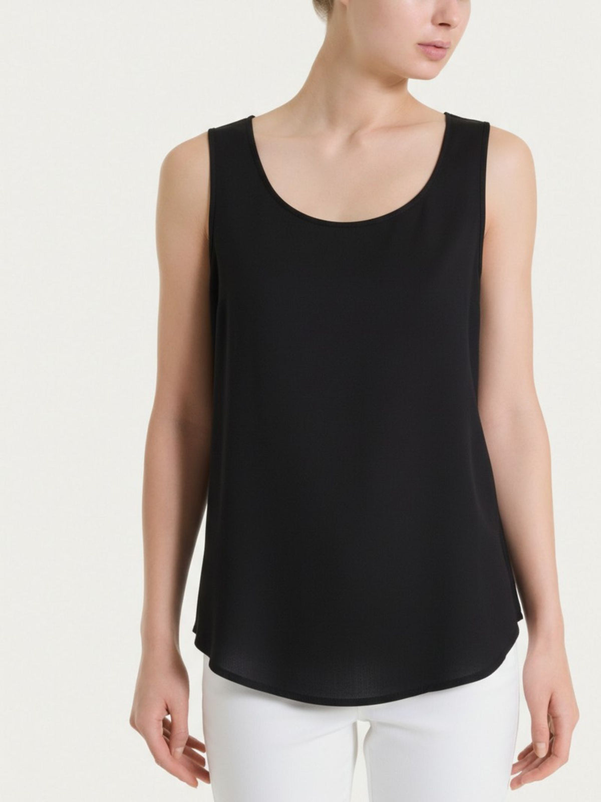 Top con spalla larga in Voile Stretch Neri Donna - Ragno