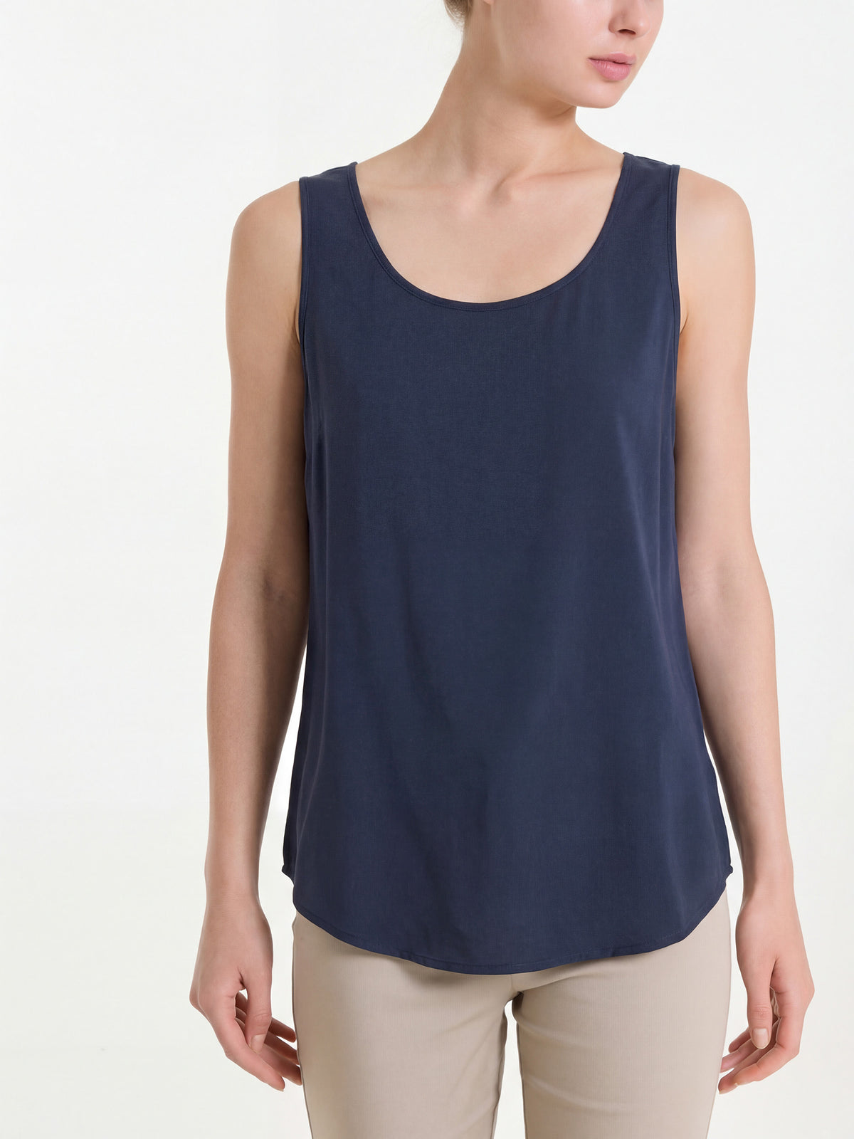 Top con spalla larga in Voile Stretch Blu Donna - Ragno
