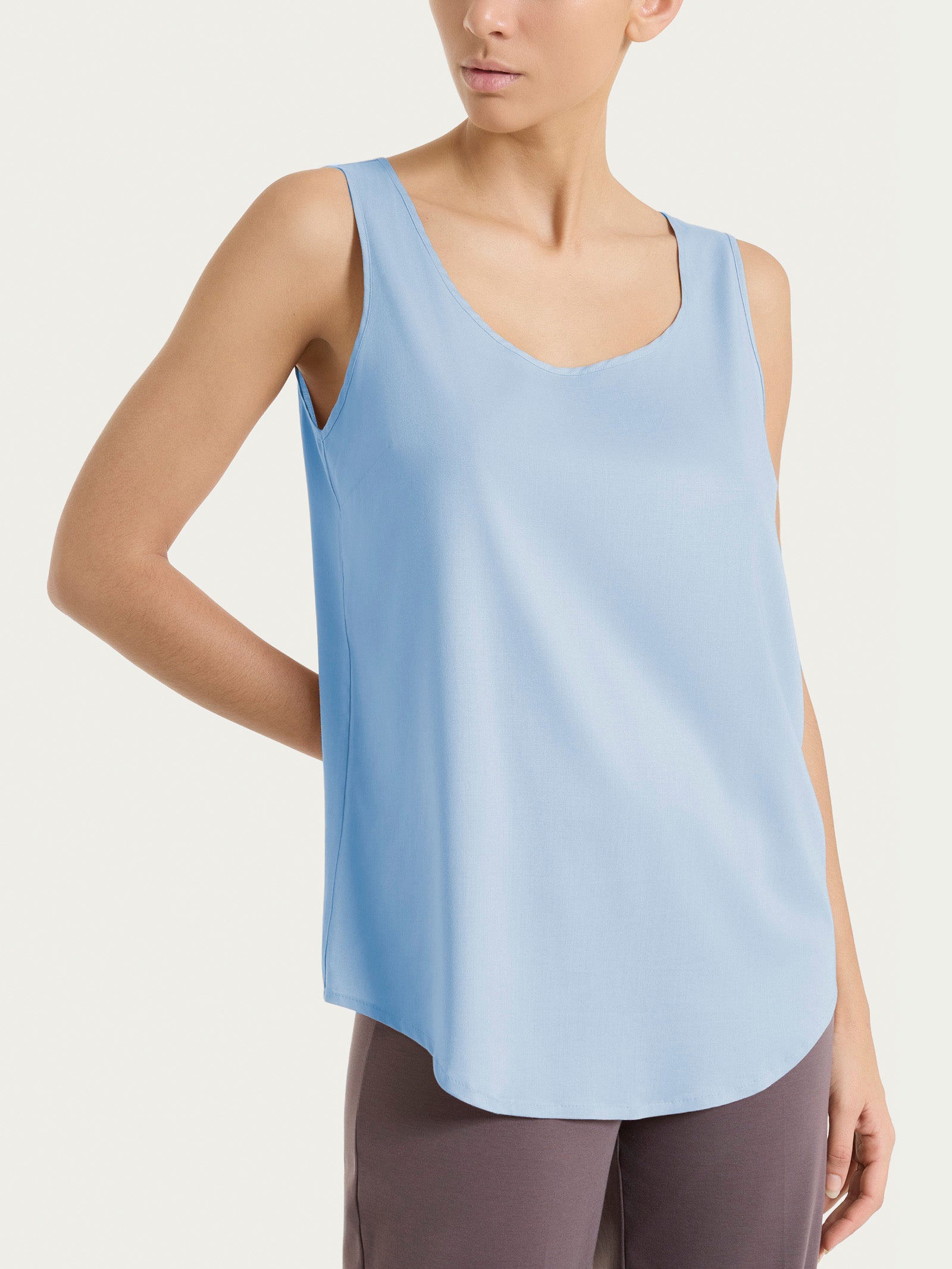 Top con spalla larga in Voile Stretch Azzurri Donna - Ragno