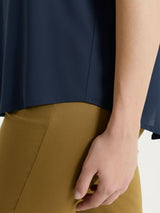 Blusa con manica a kimono in Voile Stretch Blu Donna - Ragno