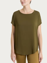 Blusa con manica a kimono in Voile Stretch Verdi Donna - Ragno