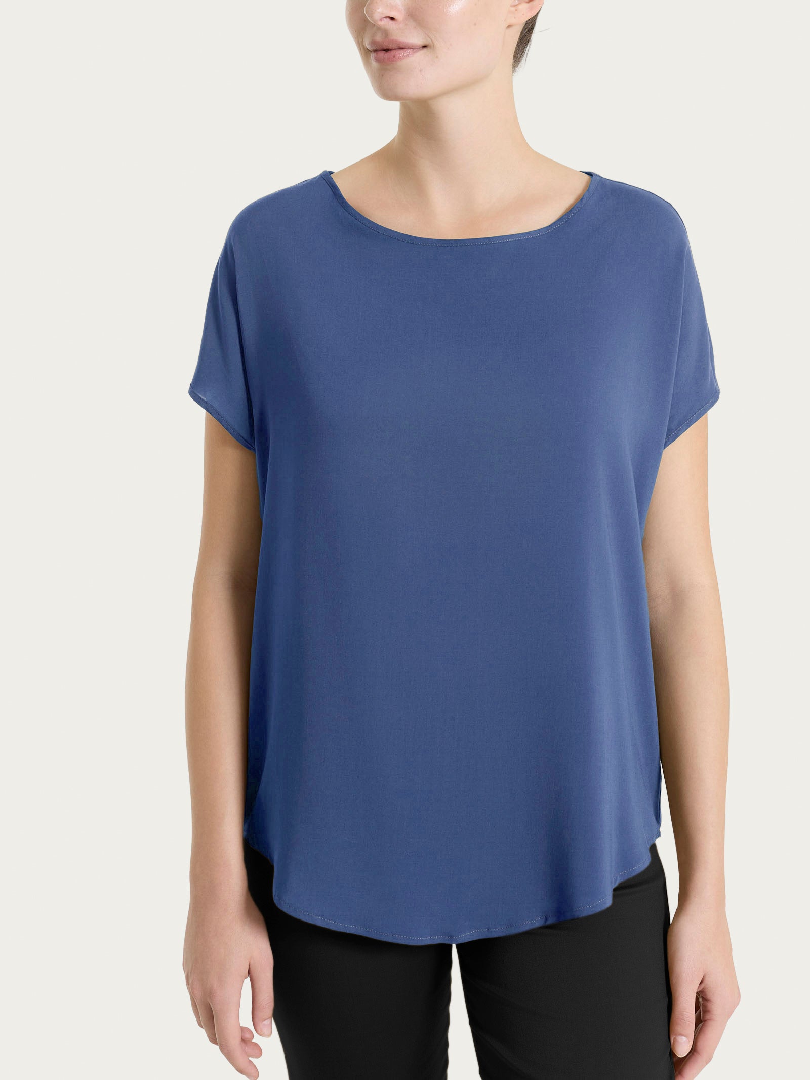 Blusa con manica a kimono in Voile Stretch Blu Donna - Ragno