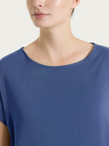 Blusa con manica a kimono in Voile Stretch Blu Donna - Ragno