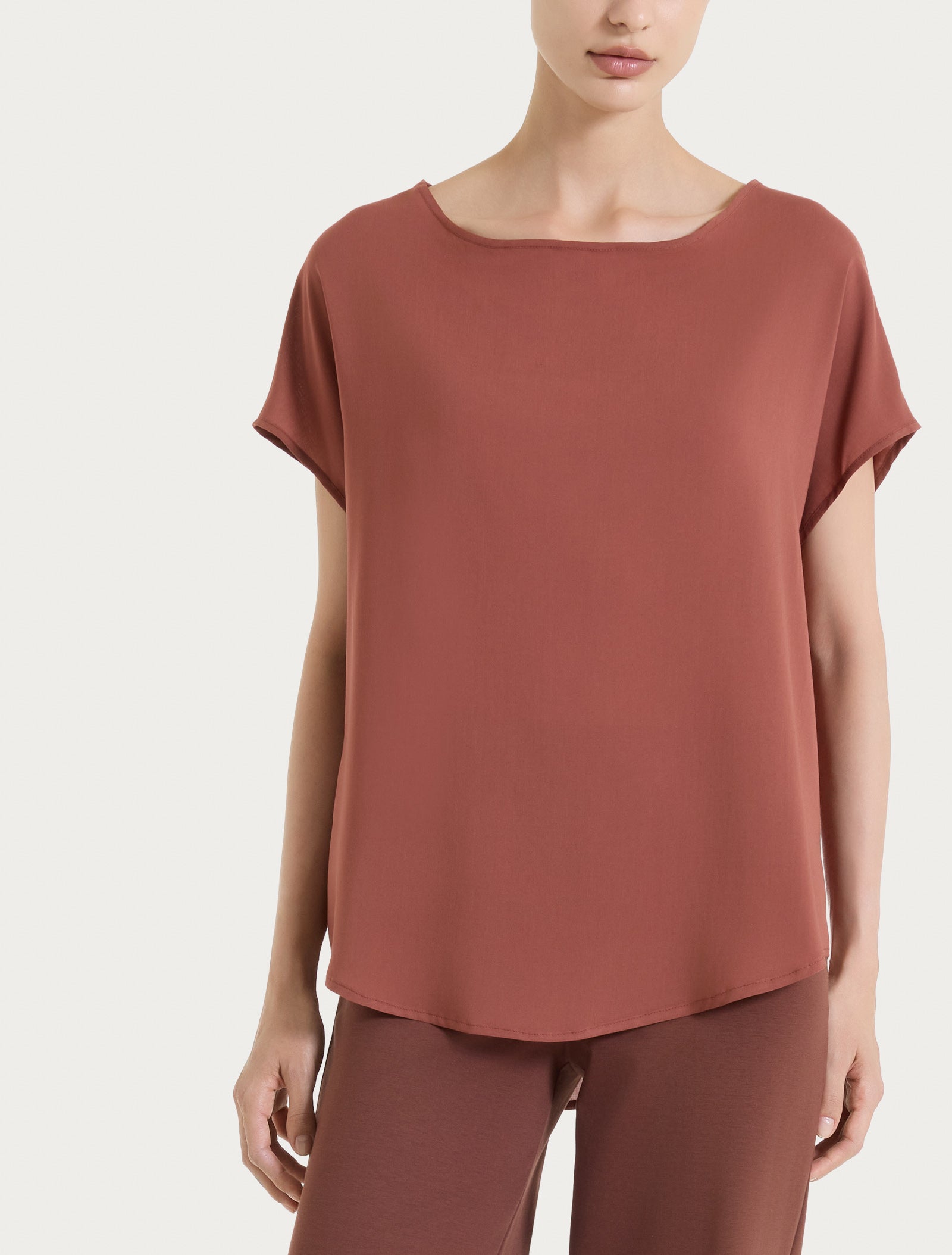 Blusa con manica a kimono in Voile Stretch Marroni Donna - Ragno