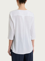 Blusa con scollo a V in Voile Stretch Bianchi Donna - Ragno