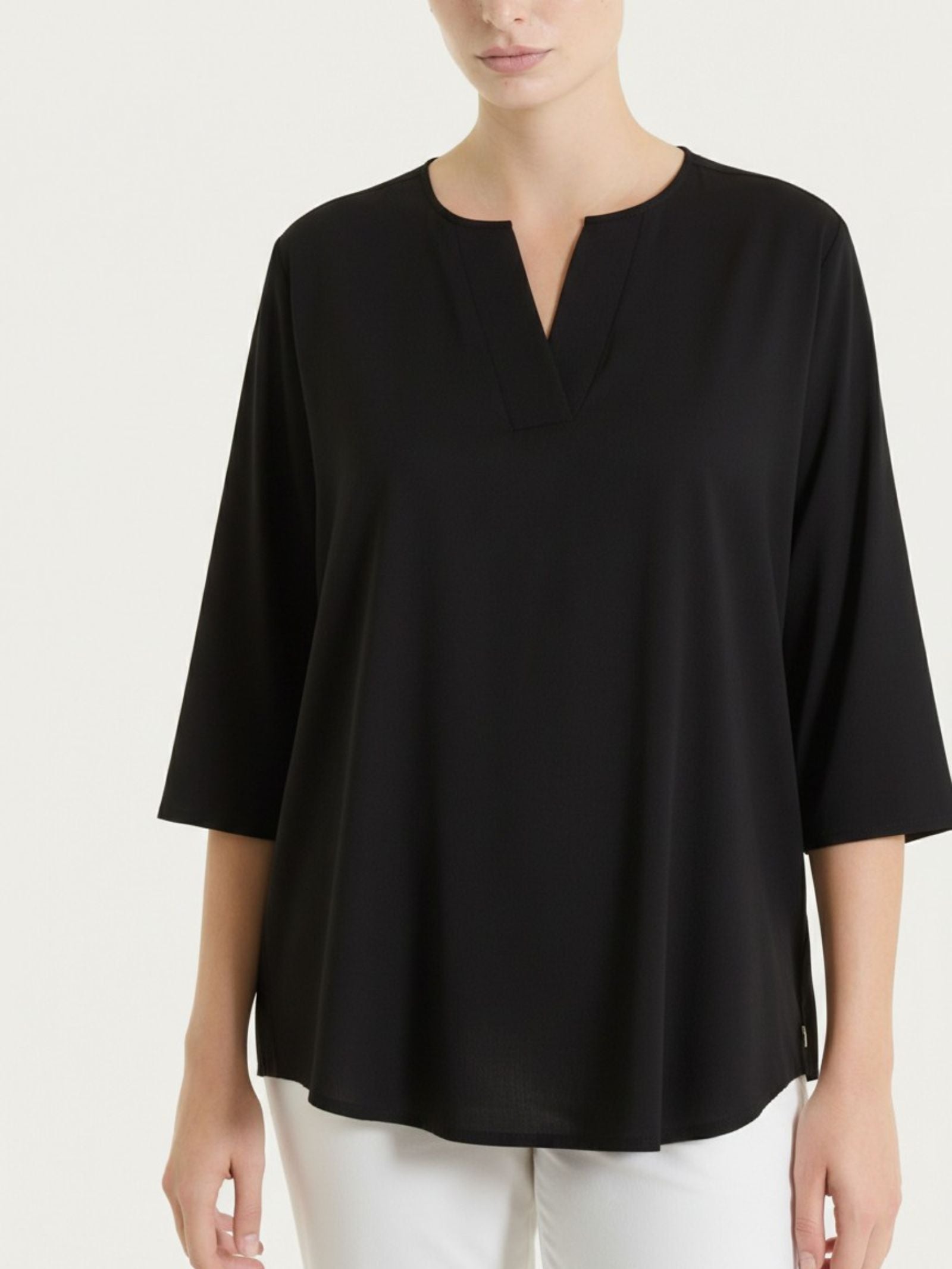 Blusa con scollo a V in Voile Stretch Neri Donna - Ragno