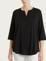 Blusa con scollo a V in Voile Stretch Neri Donna - Ragno