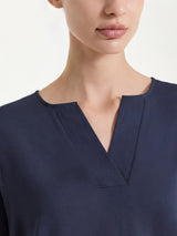 Blusa con scollo a V in Voile Stretch Blu Donna - Ragno