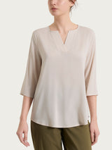 Blusa con scollo a V in Voile Stretch Bianchi Donna - Ragno