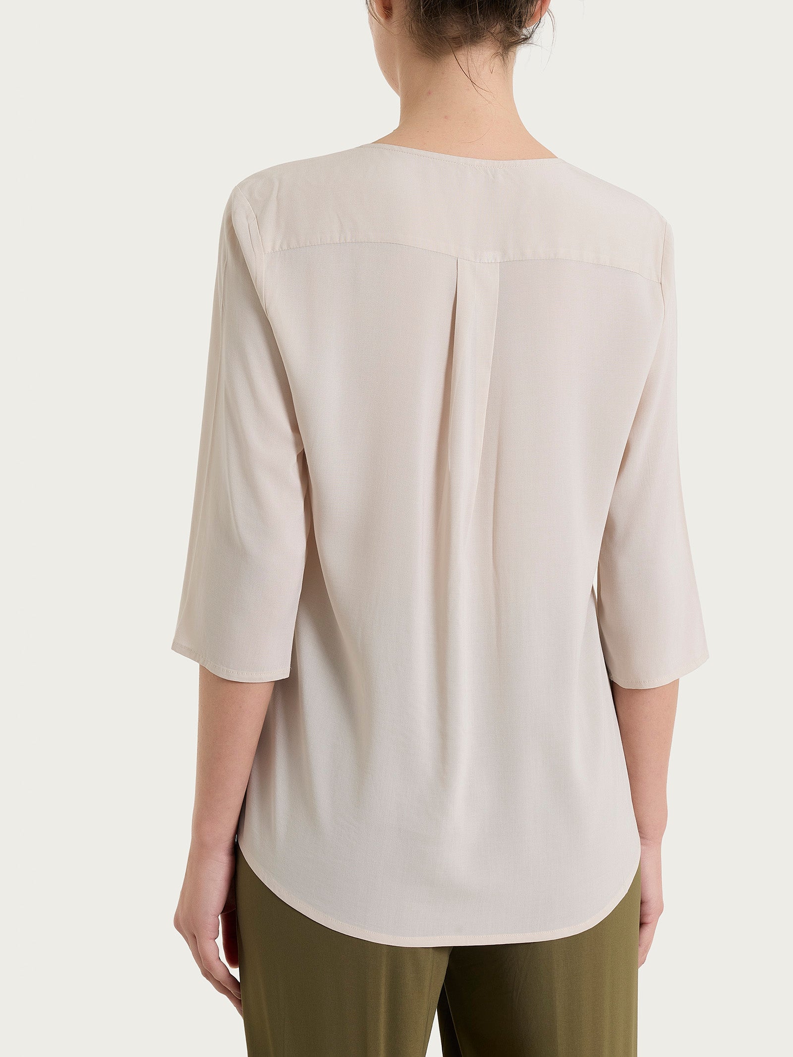 Blusa con scollo a V in Voile Stretch Bianchi Donna - Ragno