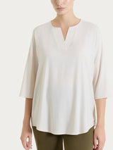 Blusa con scollo a V in Voile Stretch Bianchi Donna - Ragno