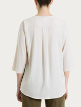 Blusa con scollo a V in Voile Stretch Bianchi Donna - Ragno