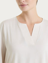 Blusa con scollo a V in Voile Stretch Bianchi Donna - Ragno