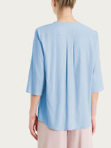Blusa con scollo a V in Voile Stretch Azzurri Donna - Ragno