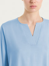 Blusa con scollo a V in Voile Stretch Azzurri Donna - Ragno