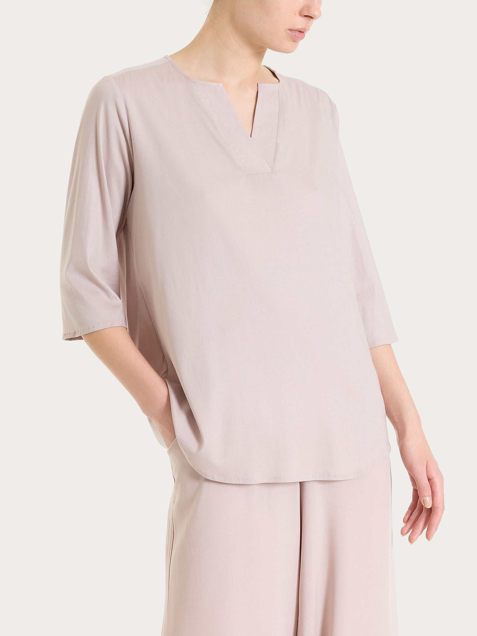 Blusa con scollo a V in Voile Stretch Rosa Donna - Ragno