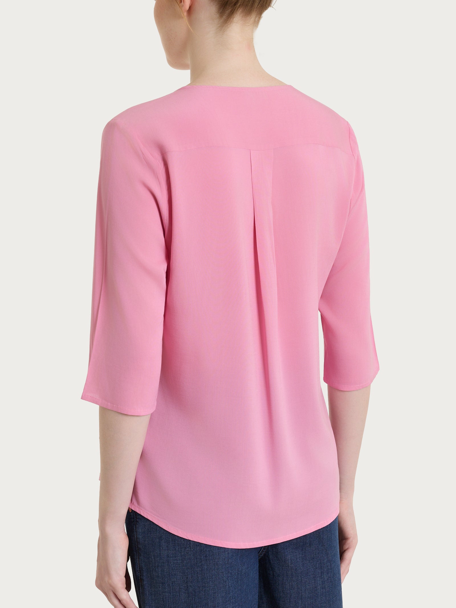 Blusa con scollo a V in Voile Stretch Rosa Donna - Ragno