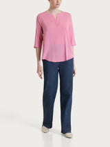 Blusa con scollo a V in Voile Stretch Rosa Donna - Ragno