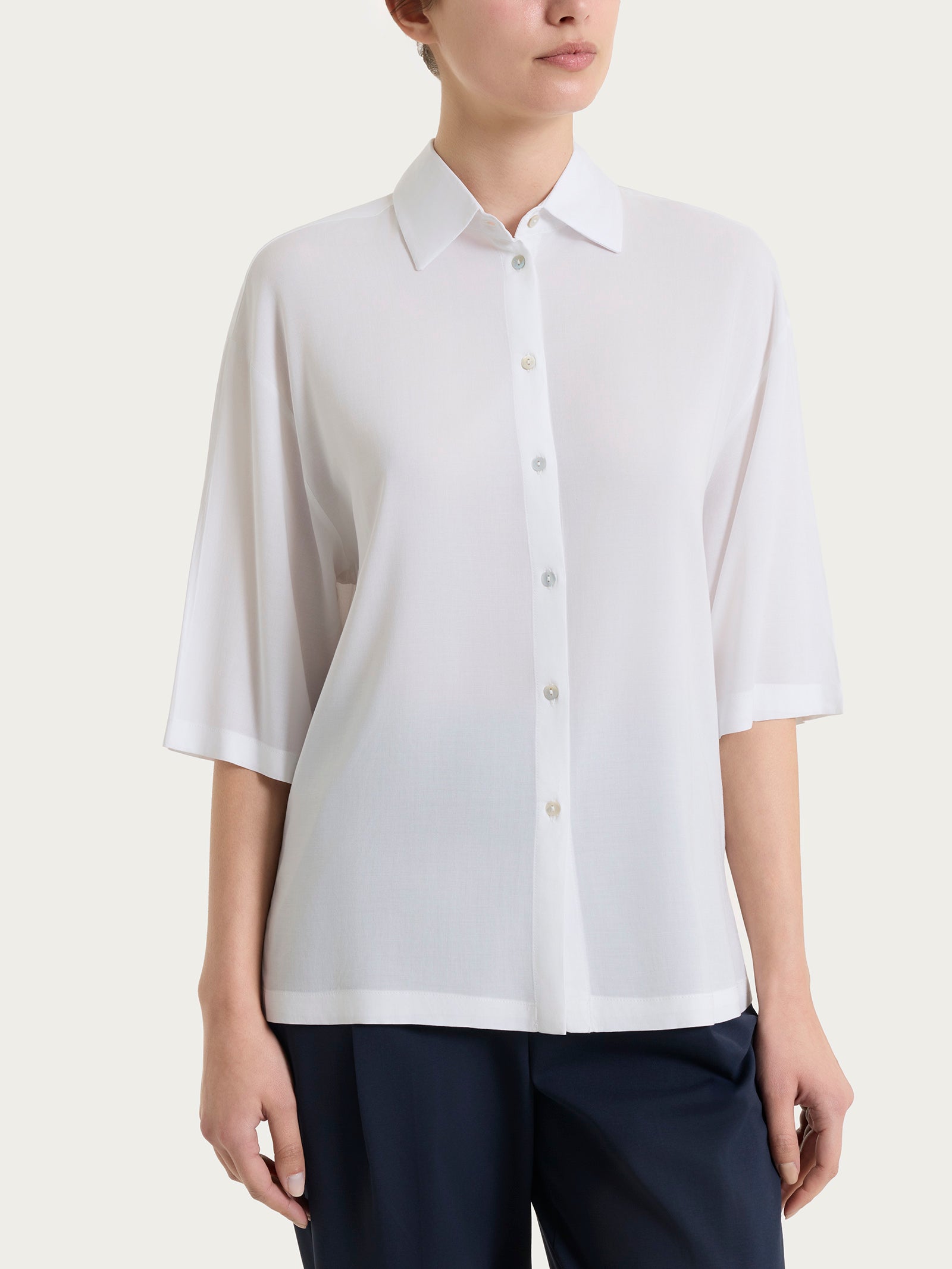 Camicia con manica 3/4 in Voile Stretch Bianchi Donna - Ragno